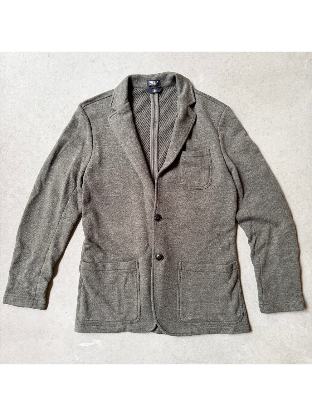 Faherty Reserve “The Inlet Blazer” Mens Medium Olive Green Melange Knit Blazer
